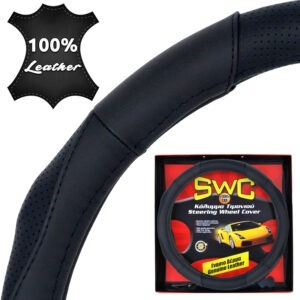 Κάλυμμα Τιμονιού Δέρμα Curves 38cm - Μαύρο