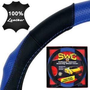 Κάλυμμα Τιμονιού Δέρμα Curves 38cm - Μαύρο/Μπλε