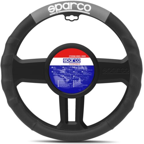 Sparco Κάλυμμα Τιμονιού Συνθετικό Μαύρο-Γκρι 37-38cm